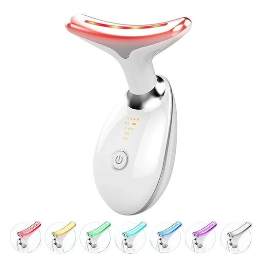 7-Color EMS Neck and Face Massager | LED Photon Therapy for Anti-Wrinkle & Double Chin Removal