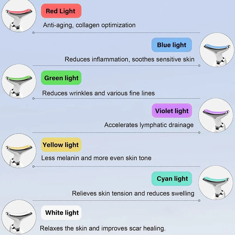 7-Color EMS Neck and Face Massager | LED Photon Therapy for Anti-Wrinkle & Double Chin Removal